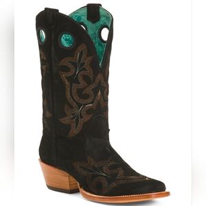 🖤🔹️Corral Boots 🔹️nubuck Leather embroidery Western Black Boots